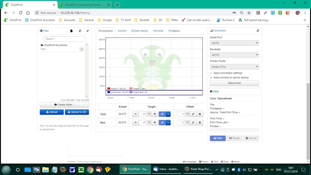 OctoPrint interface